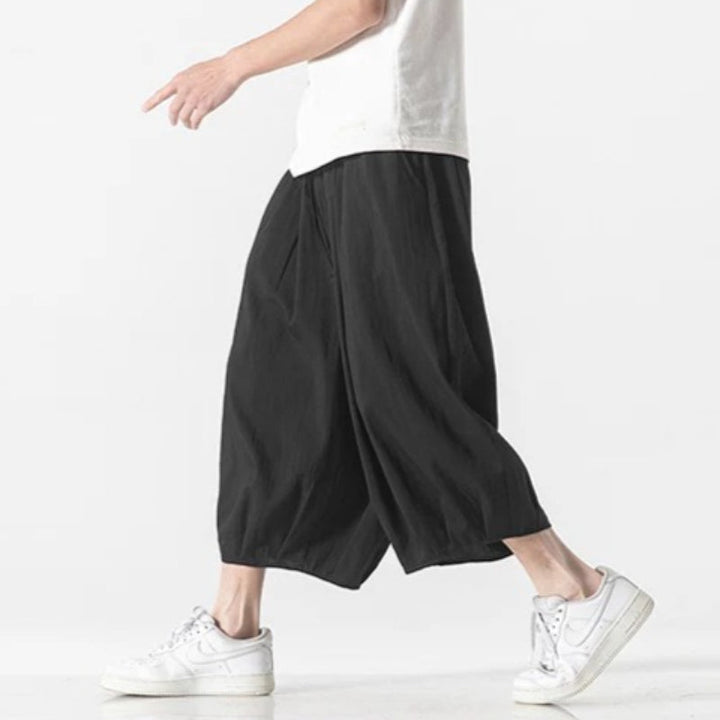 Retro Ice Silk Linen Over-the-Knee Pants