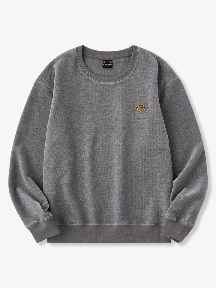 “STAY TRUE” Vintage Mini-Waffle Knit Sweatshirt