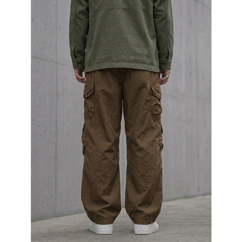 Japanese Loose Multi-pocket Straight-leg Cuffed Cargo Pants