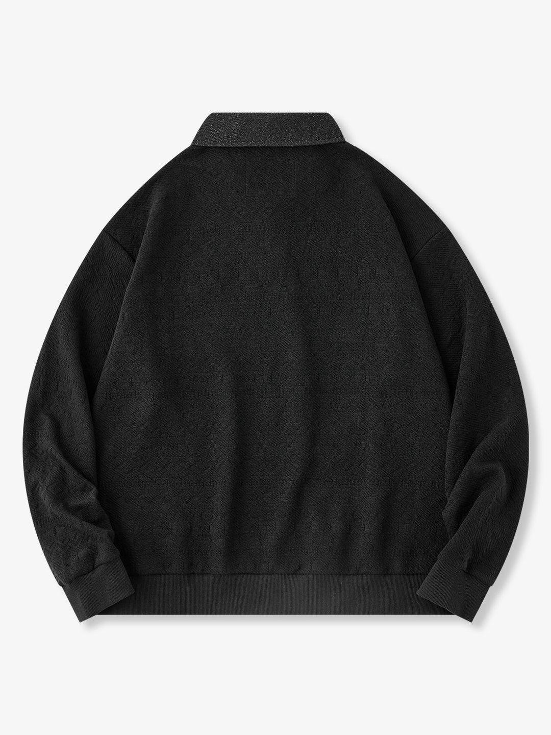 [Pre-Order] Ethnic Jacquard Half-Button Pullover Sweatshirt with Contrast Collar