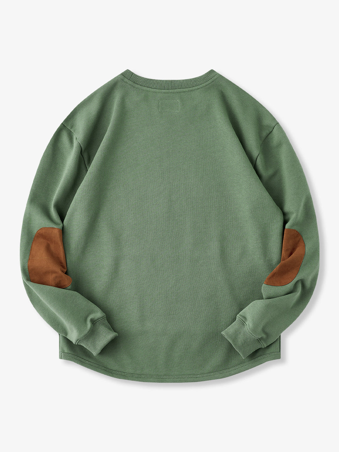 Heavyweight Crewneck Sweatshirt with Suede Elbow Patches and Loop-Back Lining