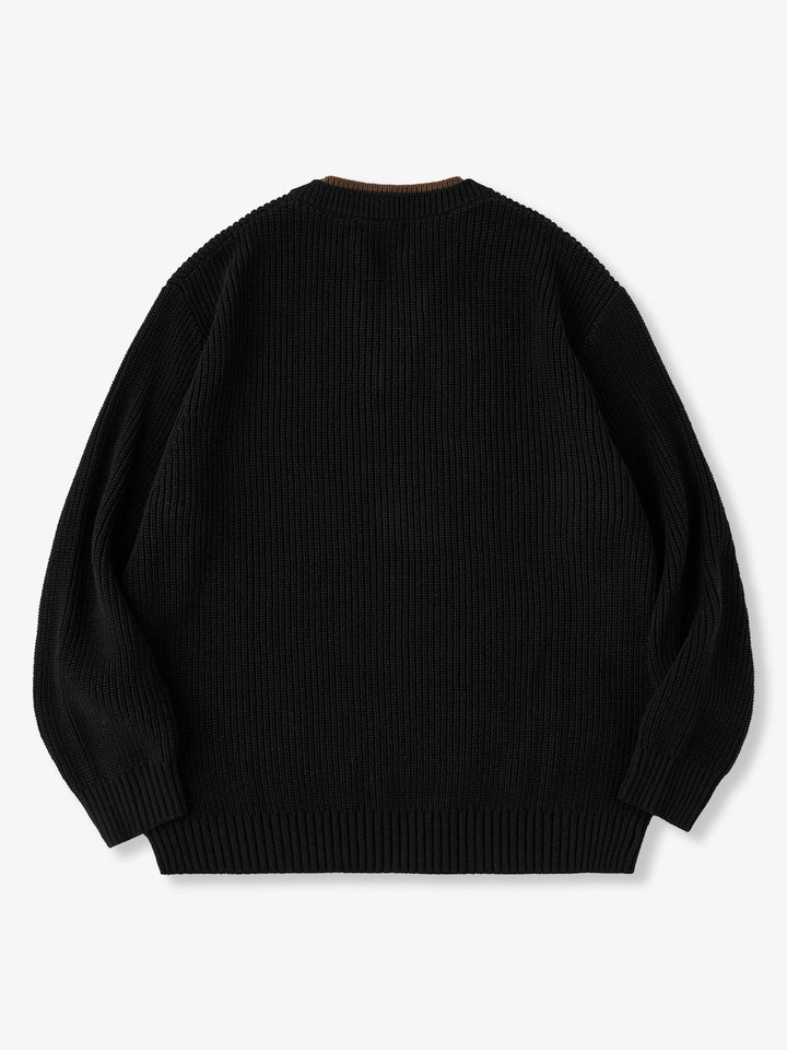"STAY TRUE" Color-Block Layered Knit Sweater