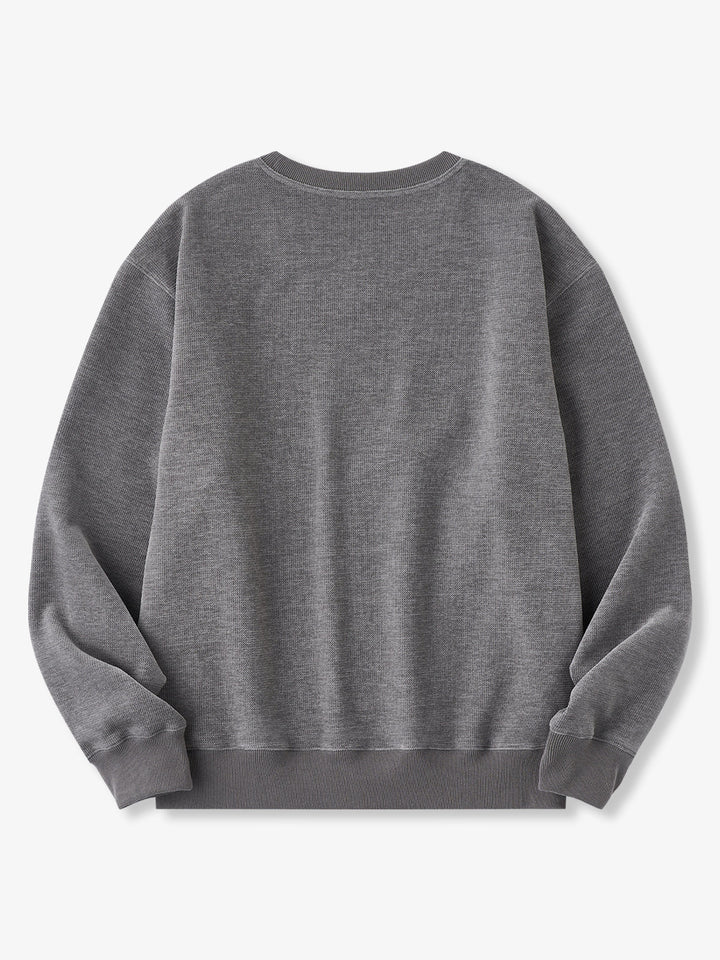 “STAY TRUE” Vintage Mini-Waffle Knit Sweatshirt