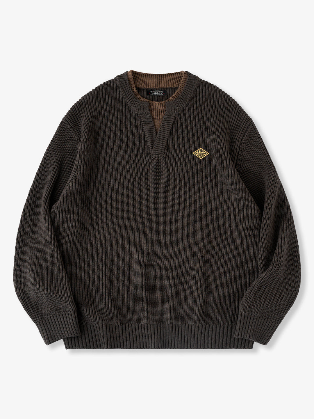 "STAY TRUE" Color-Block Layered Knit Sweater