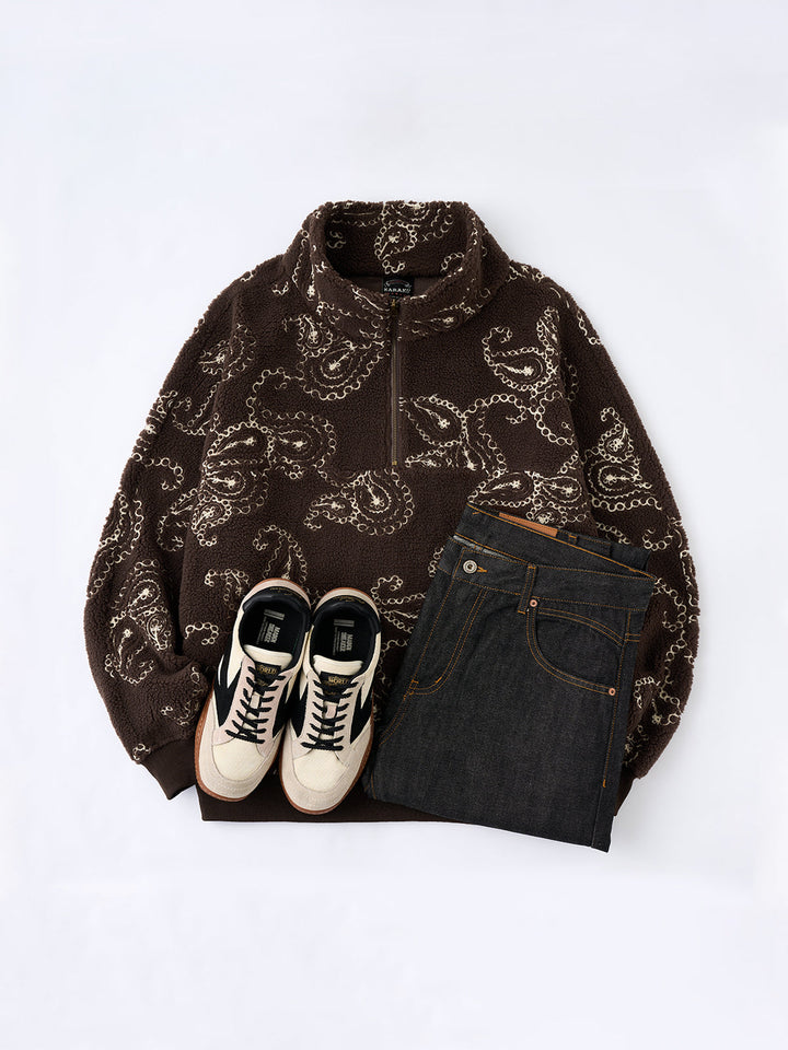 [Pre-order] Heritage Paisley Sherpa Half-Zip Pullover