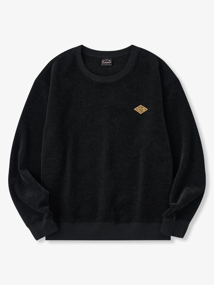 “STAY TRUE” Vintage Mini-Waffle Knit Sweatshirt