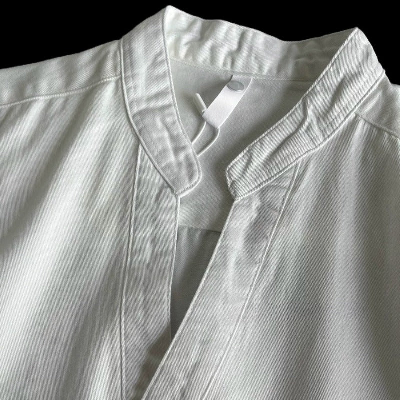 Breathable Cotton Stand Collar Long Sleeve Shirt Casual Top