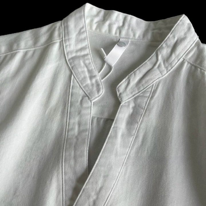 Breathable Cotton Stand Collar Long Sleeve Shirt Casual Top