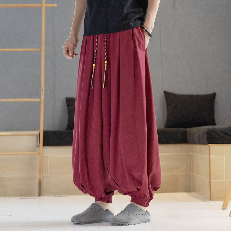 Loose Draped Ankle Tied Casual Harem Pants