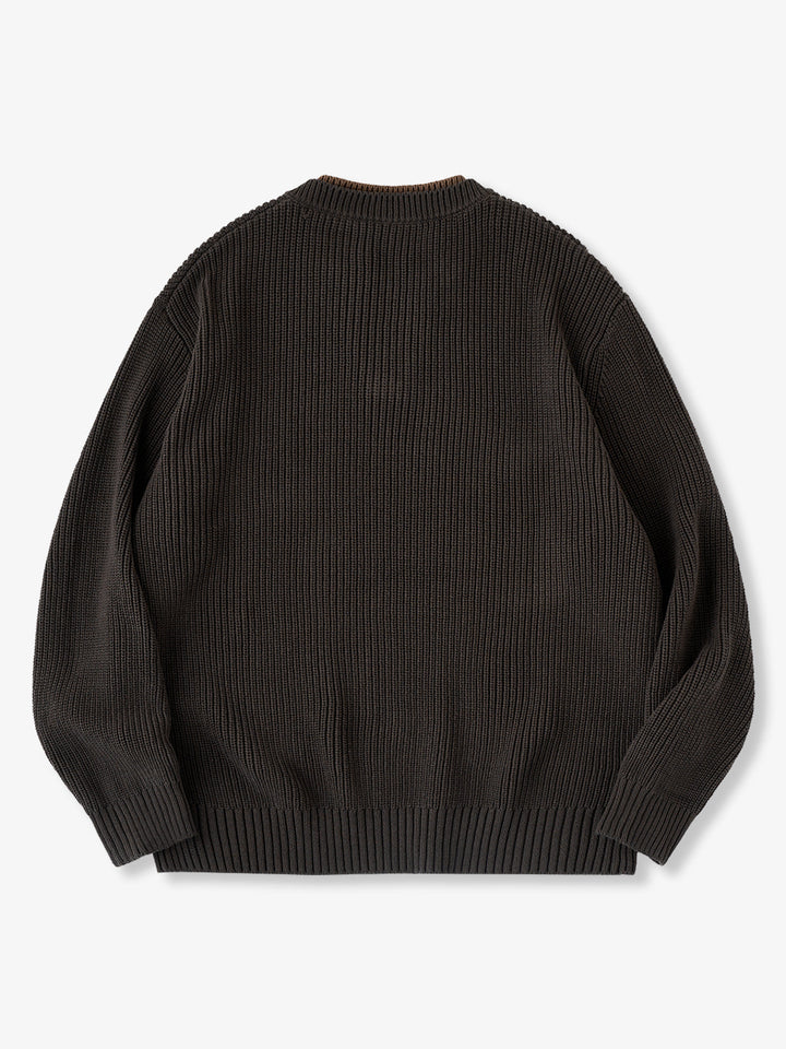 "STAY TRUE" Color-Block Layered Knit Sweater