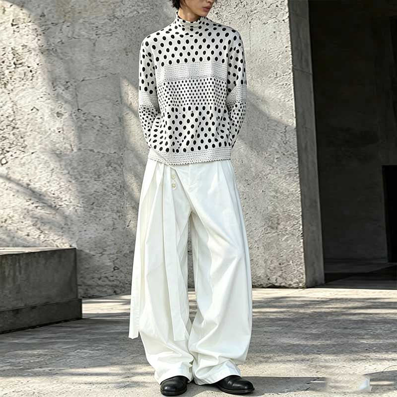 Lace-up A-line Straight Leg Thickened Loose Casual Pants