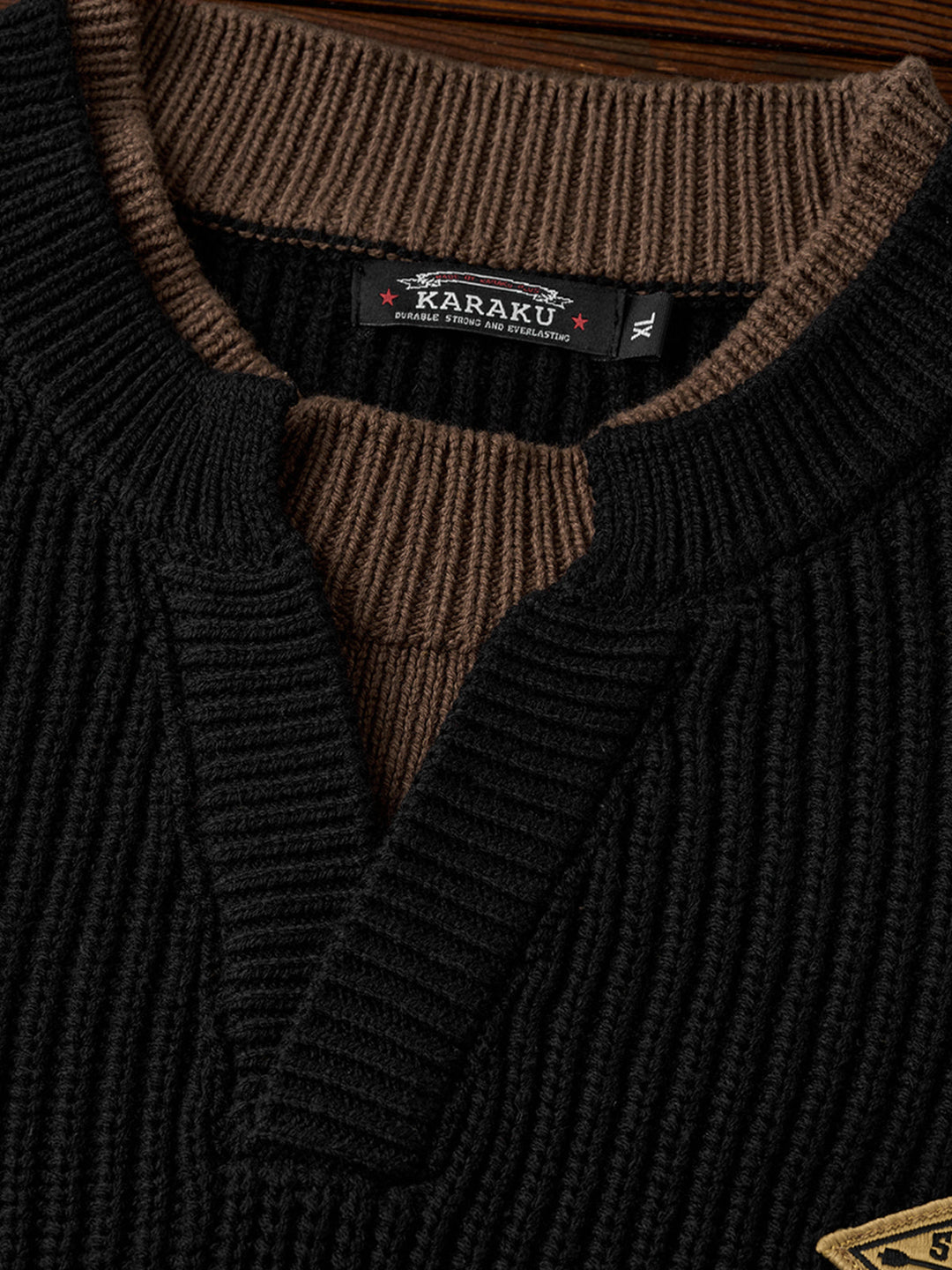 "STAY TRUE" Color-Block Layered Knit Sweater