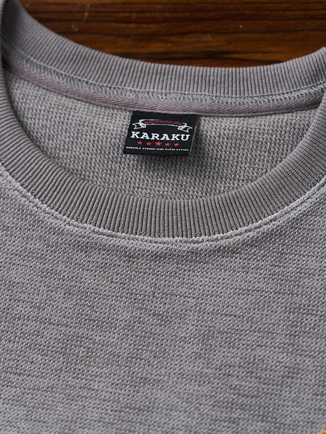 “STAY TRUE” Vintage Mini-Waffle Knit Sweatshirt