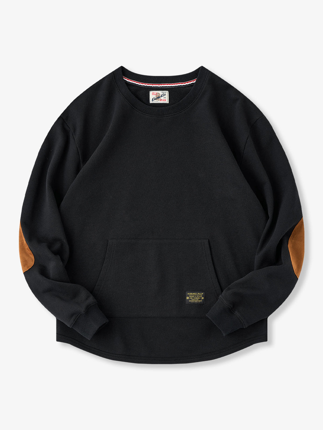 Heavyweight Crewneck Sweatshirt with Suede Elbow Patches and Loop-Back Lining