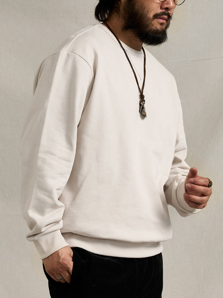 "Skeleton-Visible Cat" Print Back-Pile Cotton V-Gusset Sweatshirt