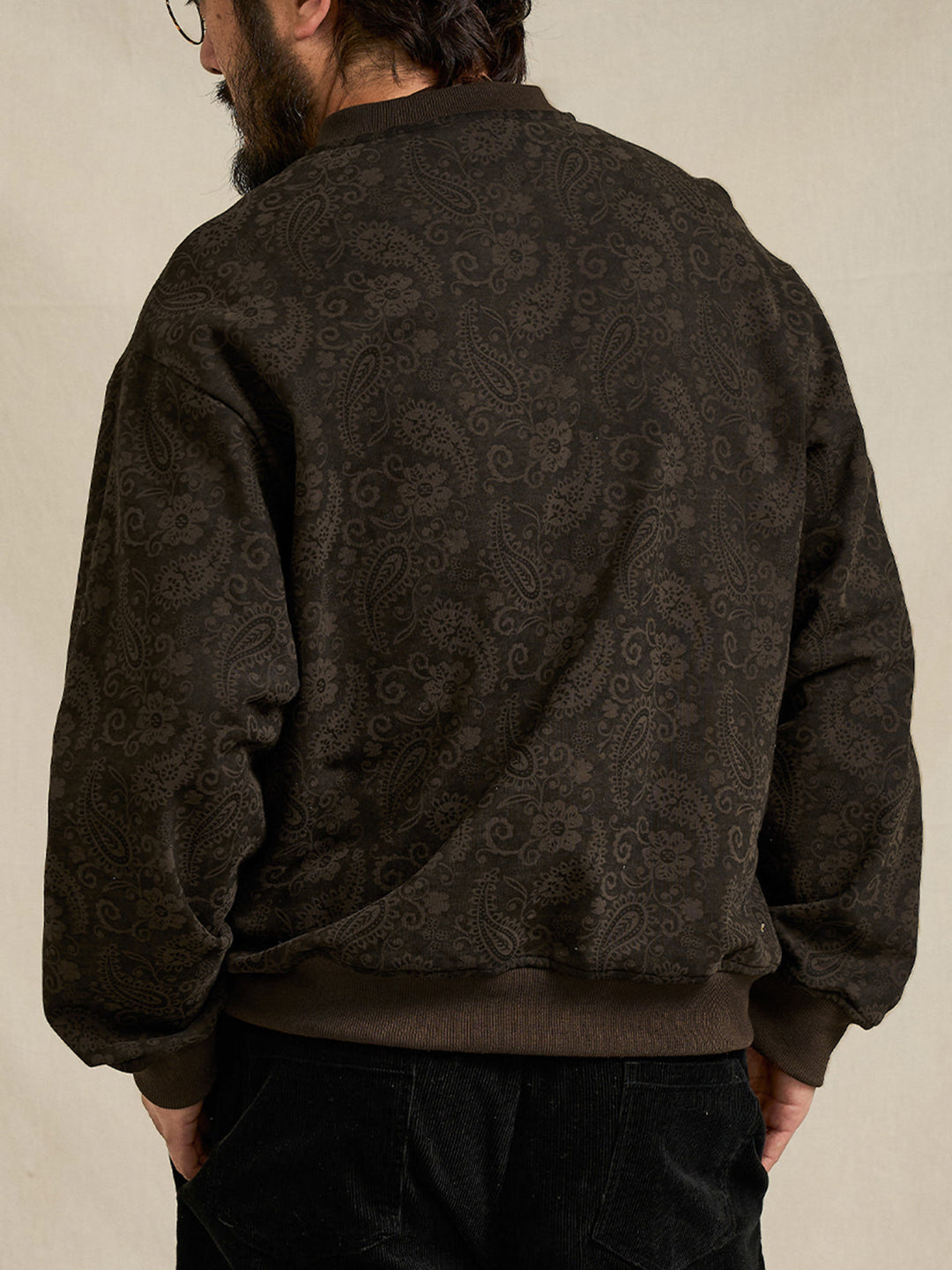 Washed Paisley All-Over Half-Button Sweatshirt