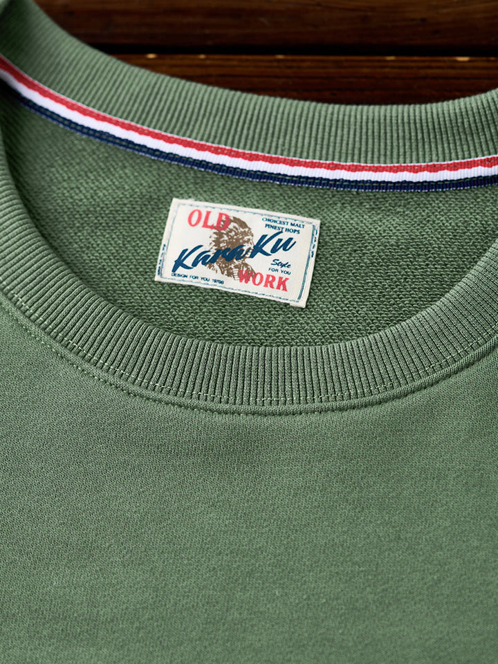 Heavyweight Crewneck Sweatshirt with Suede Elbow Patches and Loop-Back Lining