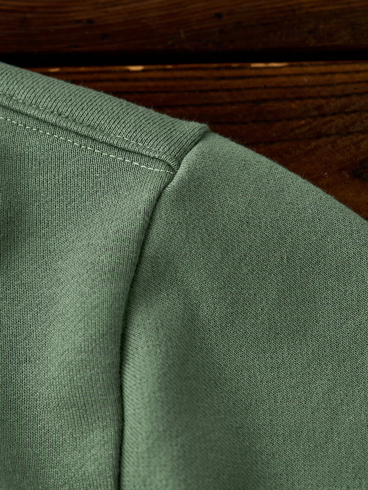 Heavyweight Crewneck Sweatshirt with Suede Elbow Patches and Loop-Back Lining