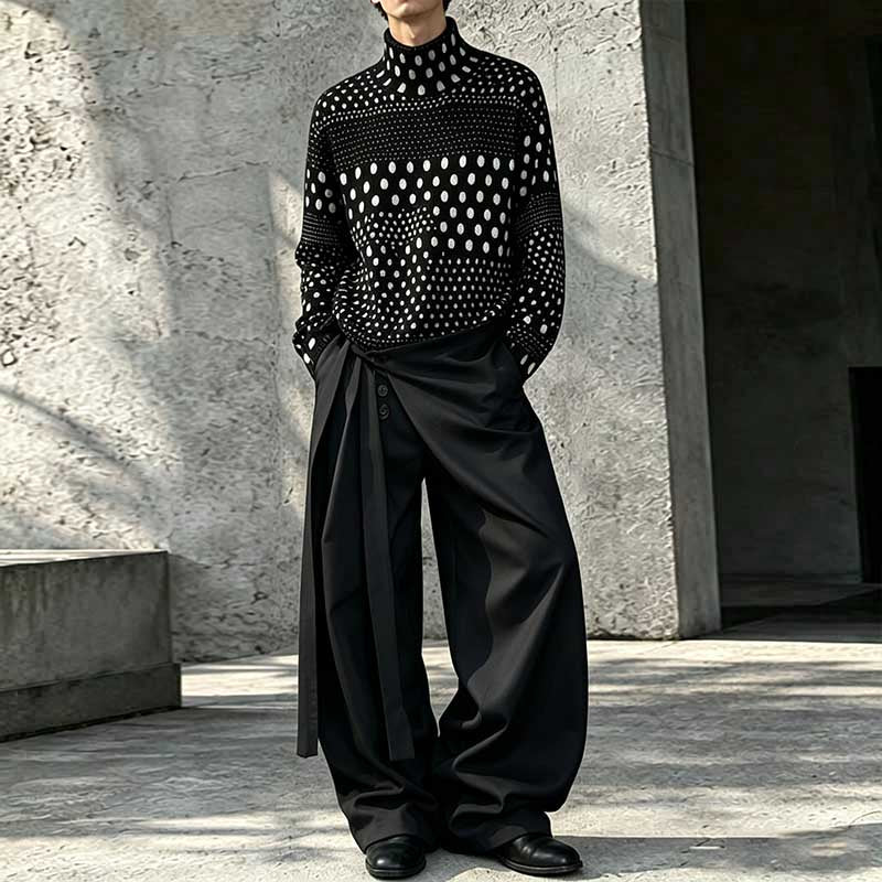 Lace-up A-line Straight Leg Thickened Loose Casual Pants