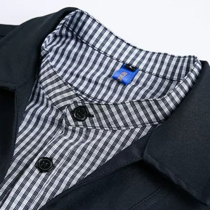 Japanese Plaid Paneled Layered Three Quarter Sleeve Shirt