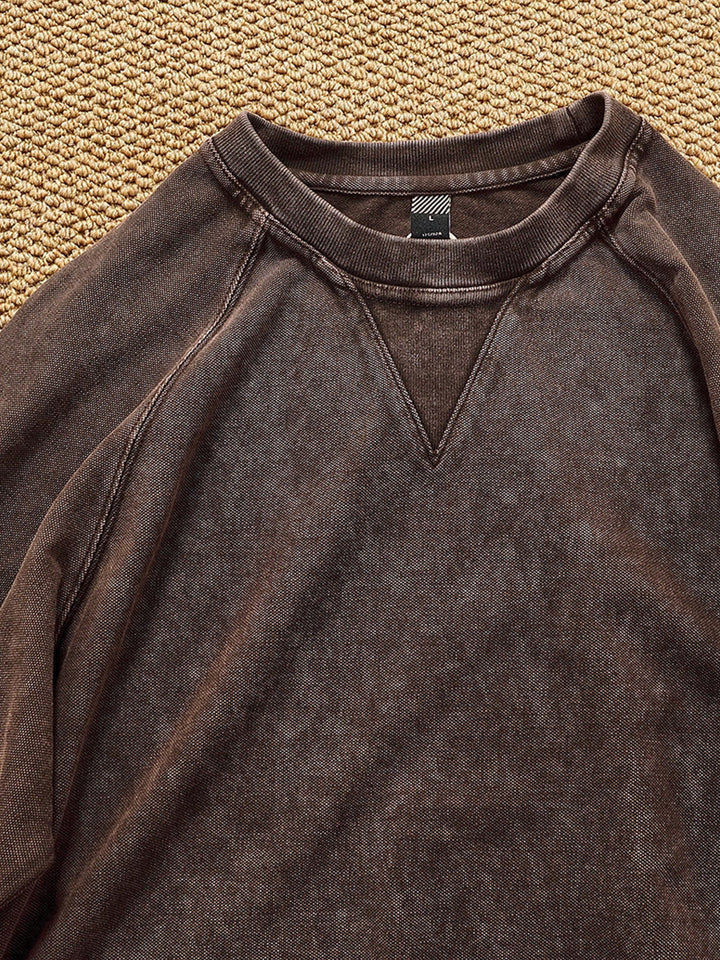 Heavyweight Washed Cotton Patch Crewneck Sweatshirt