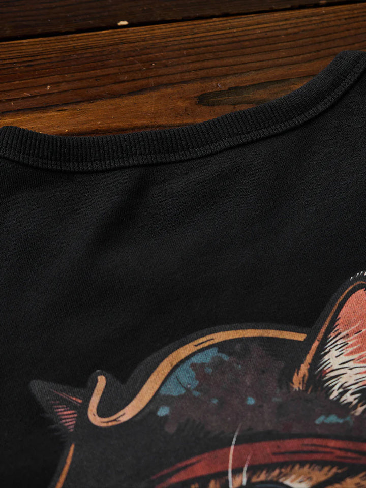“Pirate Captain Cat” Elbow-Patch Pullover Sweatshirt