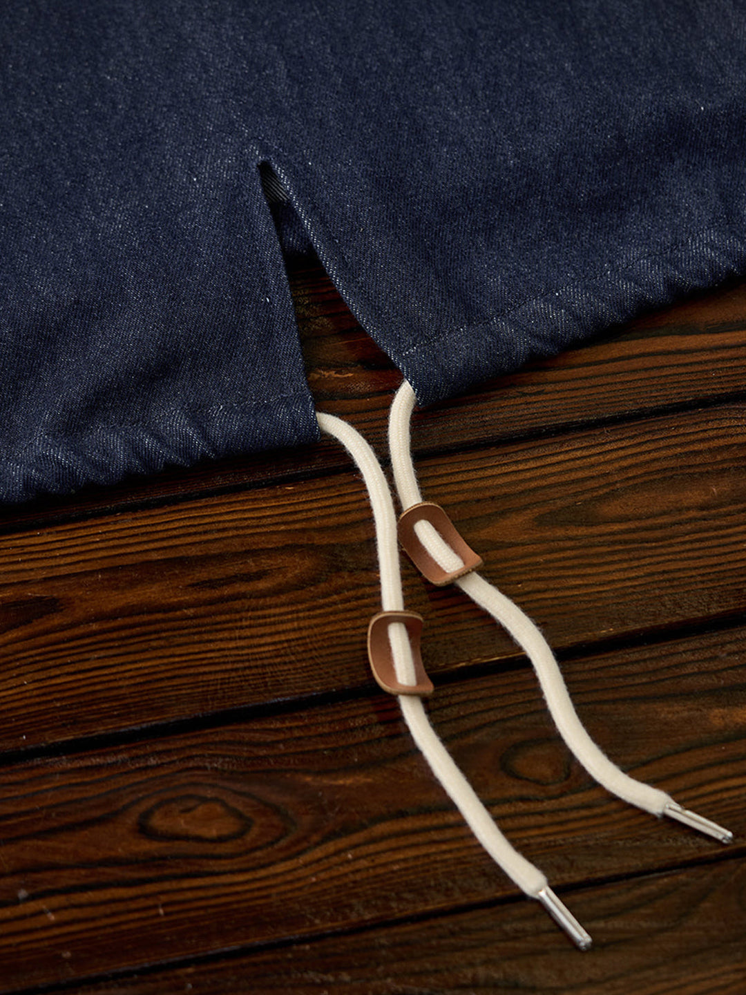 Washed Denim Hoodie with Half-Button and Side Slits