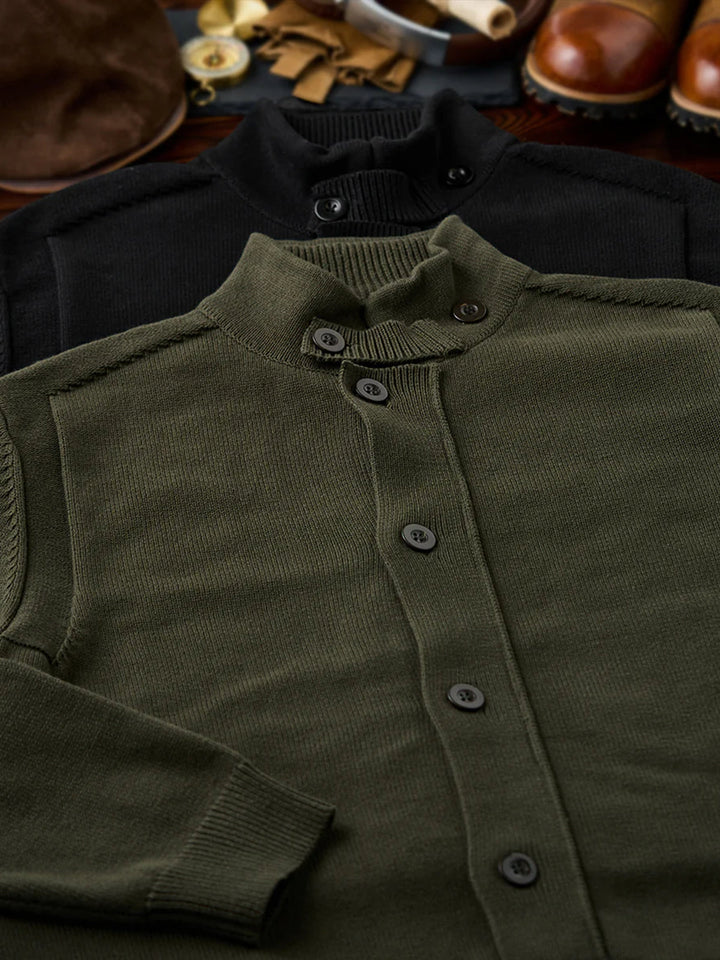 Button-Up Stand Collar Knit Cardigan