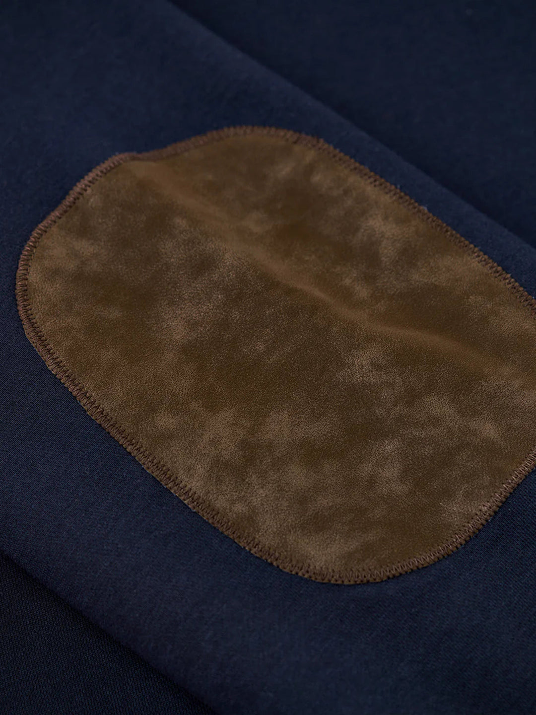 "KaraKu" Embroidery  Elbow Suede Patches Brushed Cotton Sweatshirt
