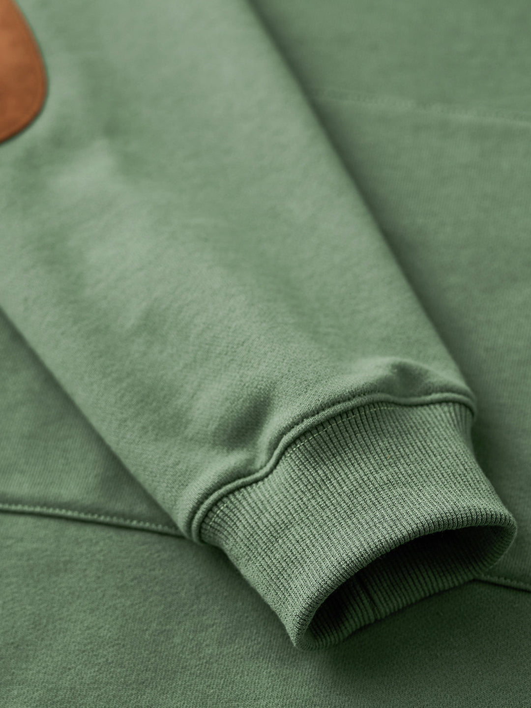 Heavyweight Crewneck Sweatshirt with Suede Elbow Patches and Loop-Back Lining