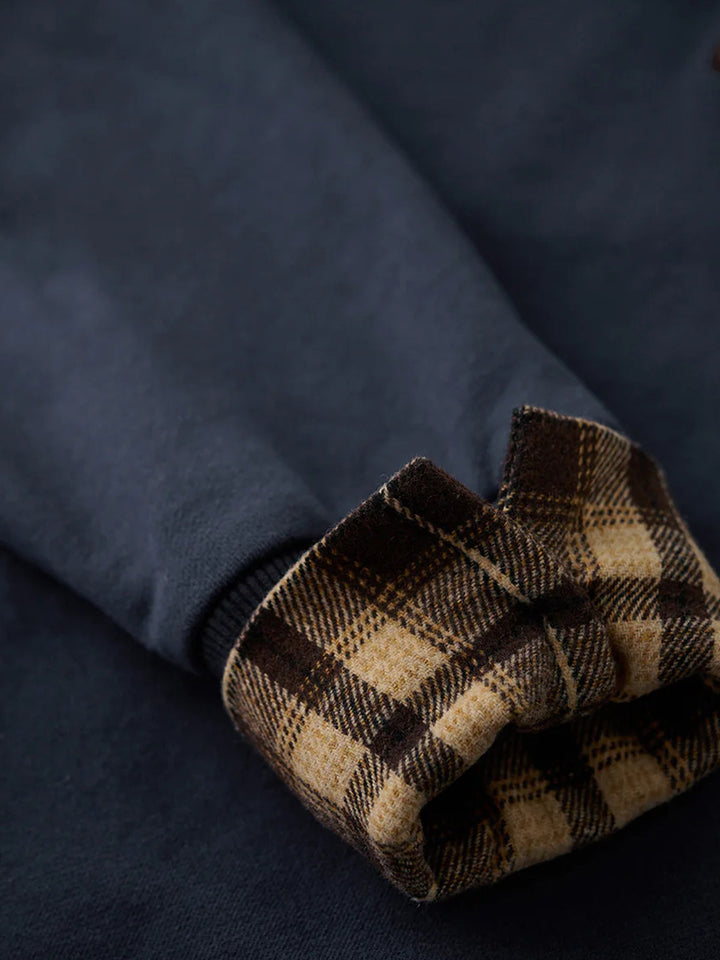 "K" Embroidered Patch Faux-Layered Check Sweatshirt