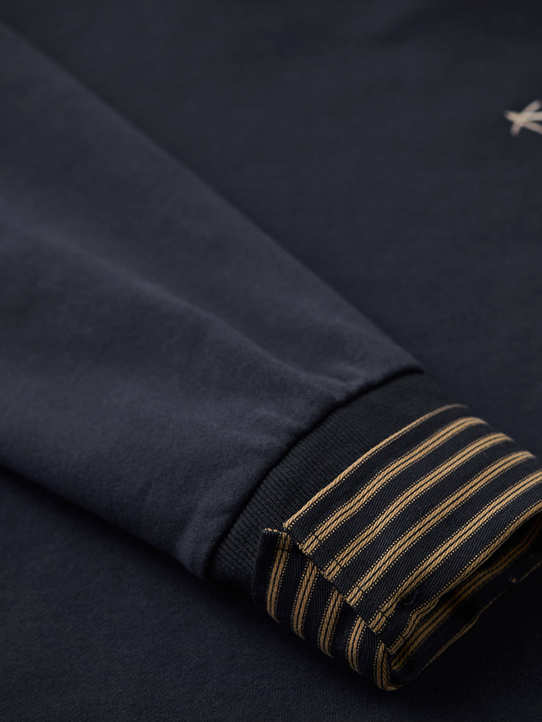 Faux-Layered Stripe Shirt &amp; Embroidered Crewneck Sweatshirt