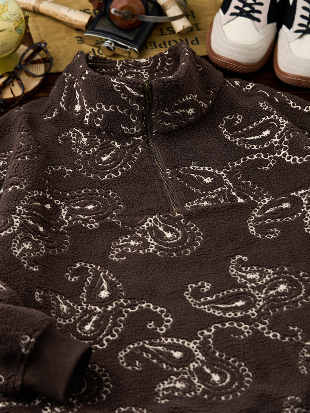 [Pre-order] Heritage Paisley Sherpa Half-Zip Pullover