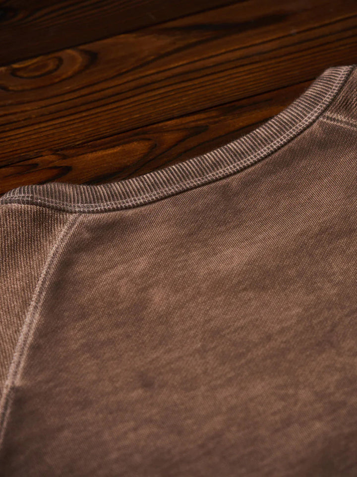 “KARAKU” Embroidered Logo Vintage-style Navy Crew Neck Sweatshirt