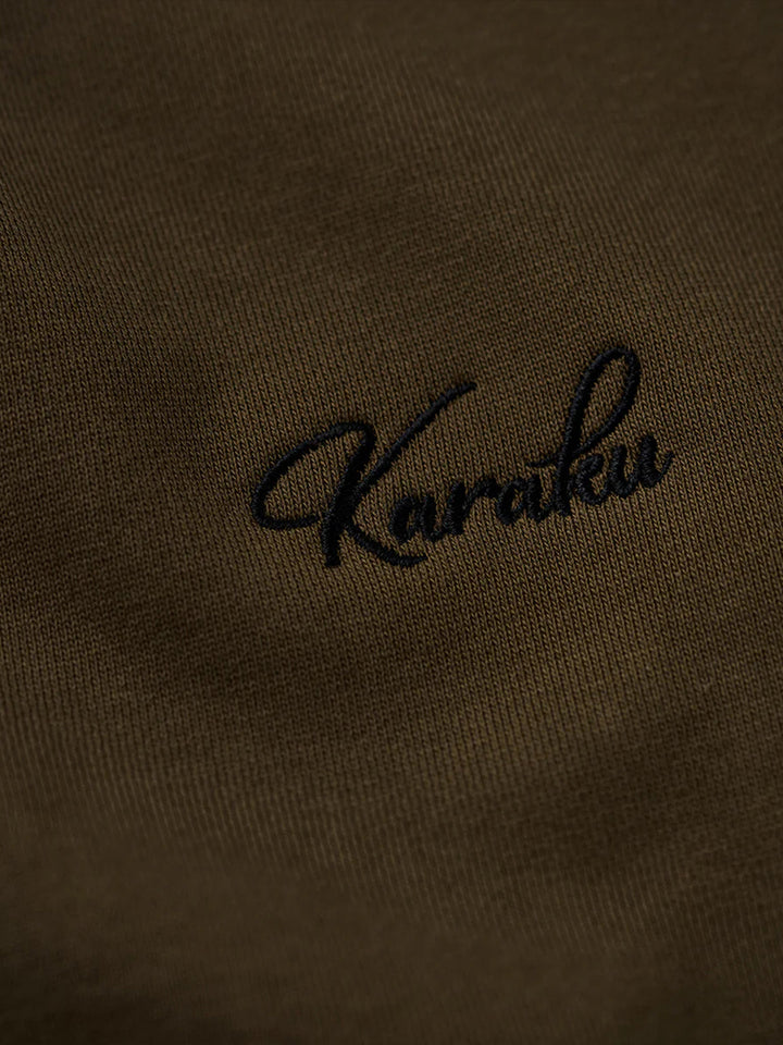"Cat Wearing Helmet" Print &amp; Karaku Logo Embroidery V-Gusset Sweatshirt