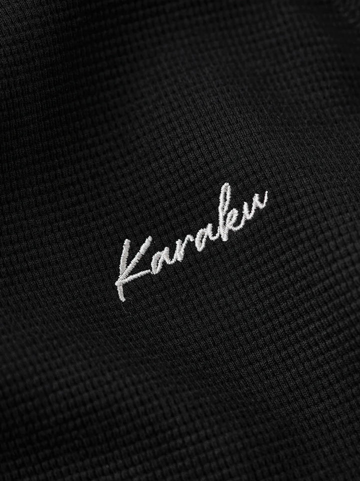 Jacquard Paisley Panel “KaraKu” Embroidered Mini Waffle Sweatshirt