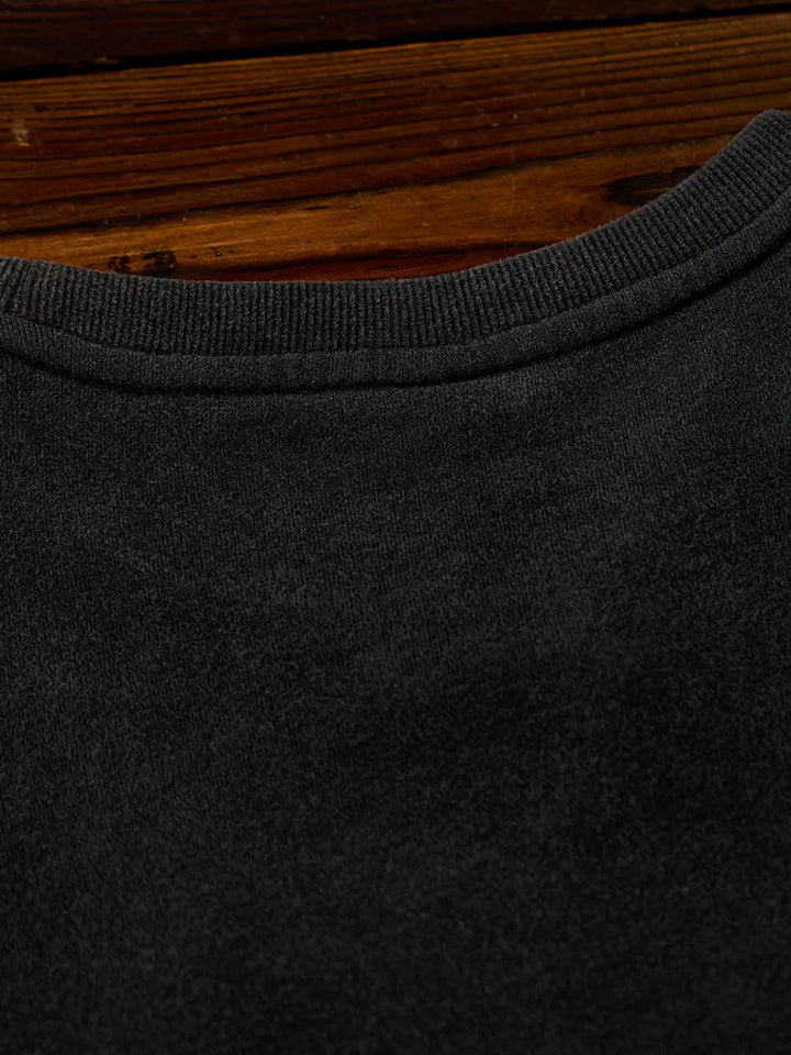 Washed Sweatshirt with Paisley Denim Sleeves &amp; V-Gusset Detail