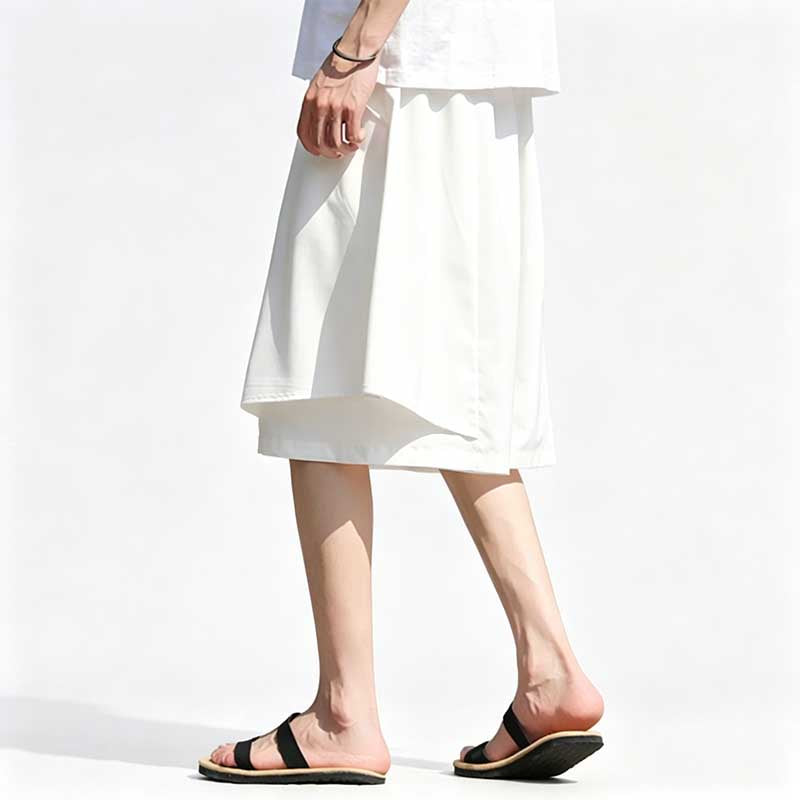 Ice Silk Loose-fitting Faux Two-piece Shorts