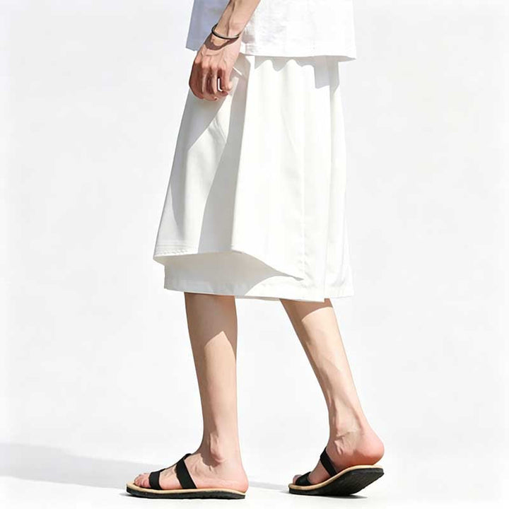 Ice Silk Loose-fitting Faux Two-piece Shorts