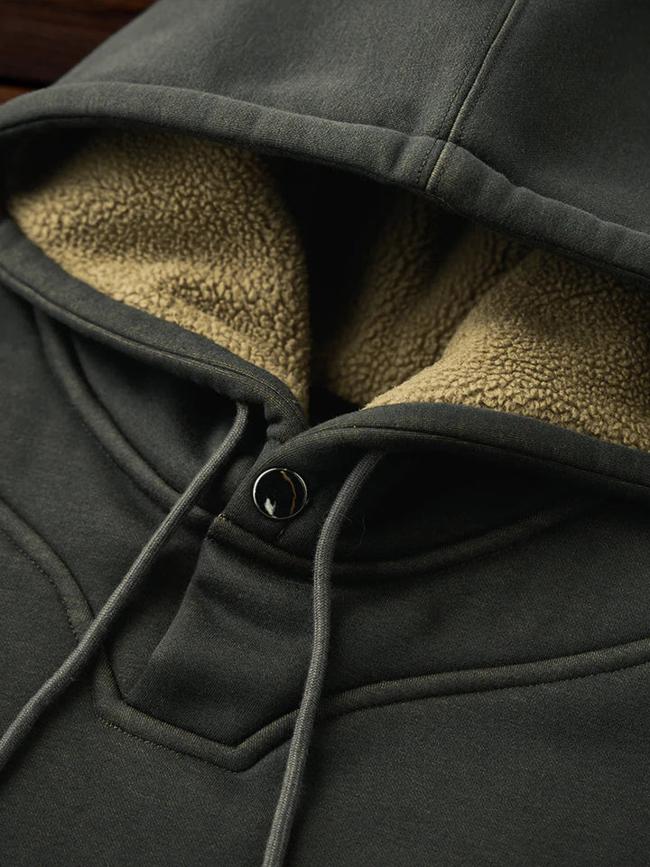 “STAY TRUE” Embroidered Patch Fleece-Lined Utility Hoodie