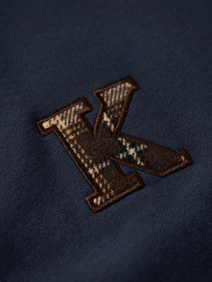 "K" Embroidered Patch Faux-Layered Check Sweatshirt