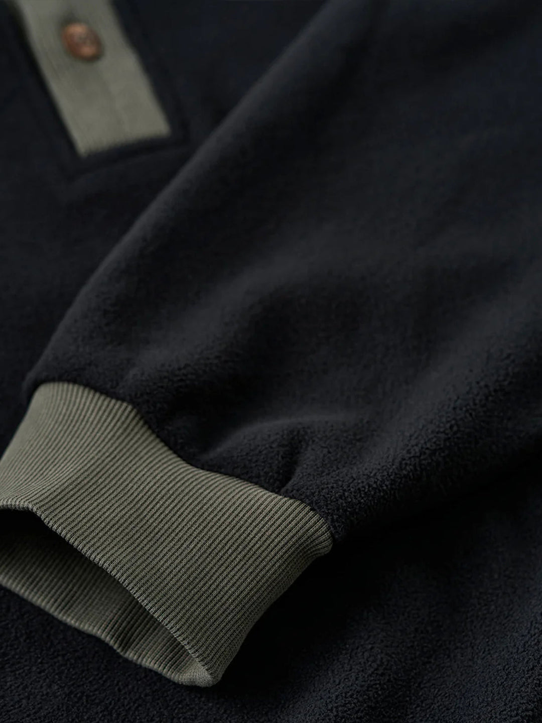 Knit-Contrast Double-Sided Brushed Fleece Hoodie