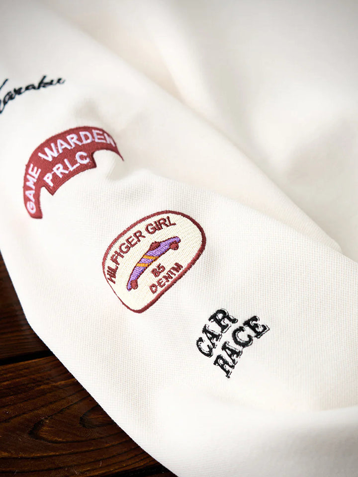 Racing-Inspired Embroidery &amp; Patch V-Gusset Cotton Sweatshirt