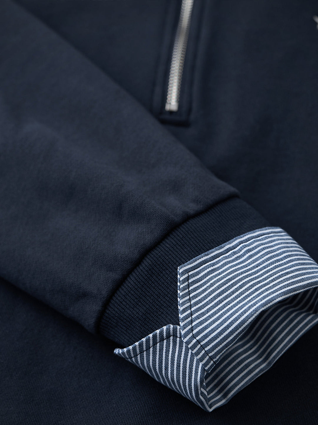 Faux-Layered Stripe Shirt &amp; Half-Zip Pullover Sweatshirt