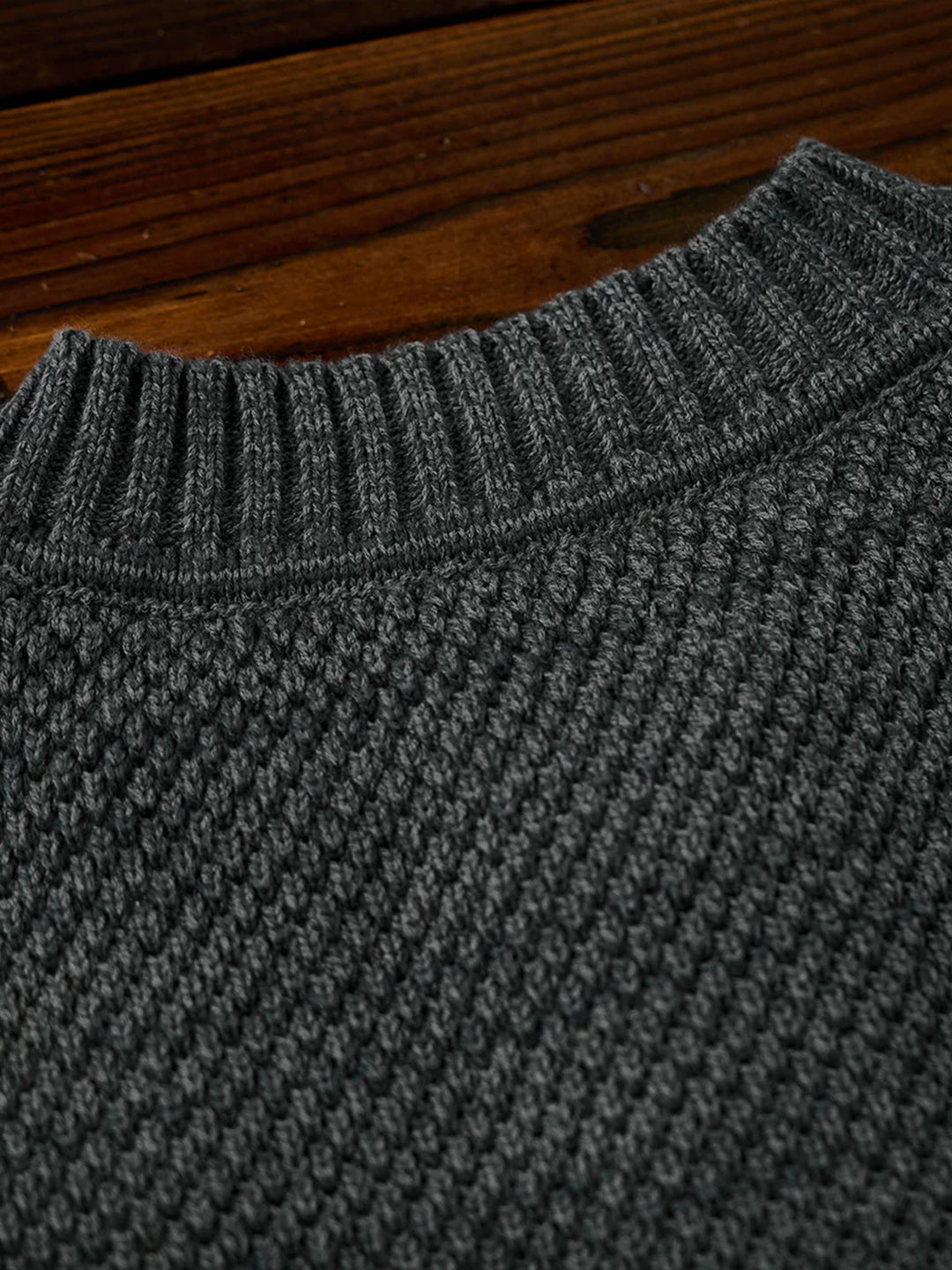 Heavyweight Pineapple Pile Henley Neck Knit Sweater