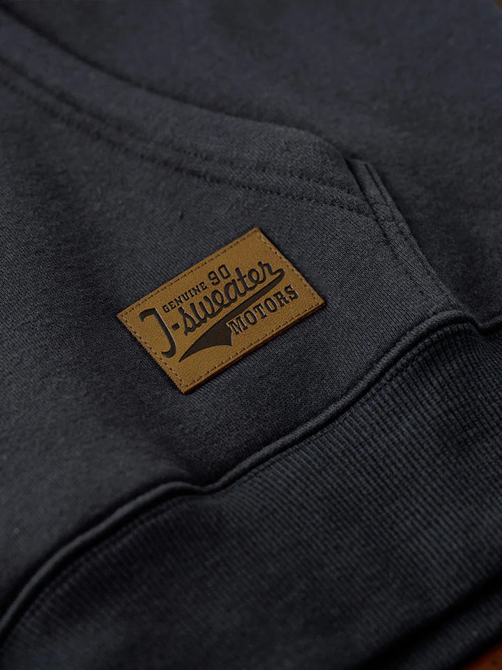 Pullover hoodie with brushed lining and contrast elbow patches