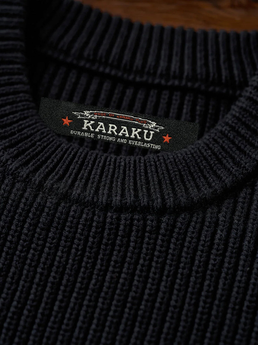Rib-Knit Sweater with “Karaku” Logo Embroidery