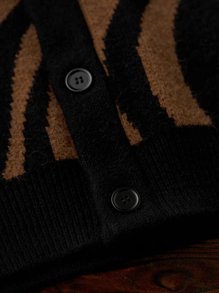 Karaku × Satoshi Kawamata ‘Tiger’ Embroidered Jacquard Knit Cardigan
