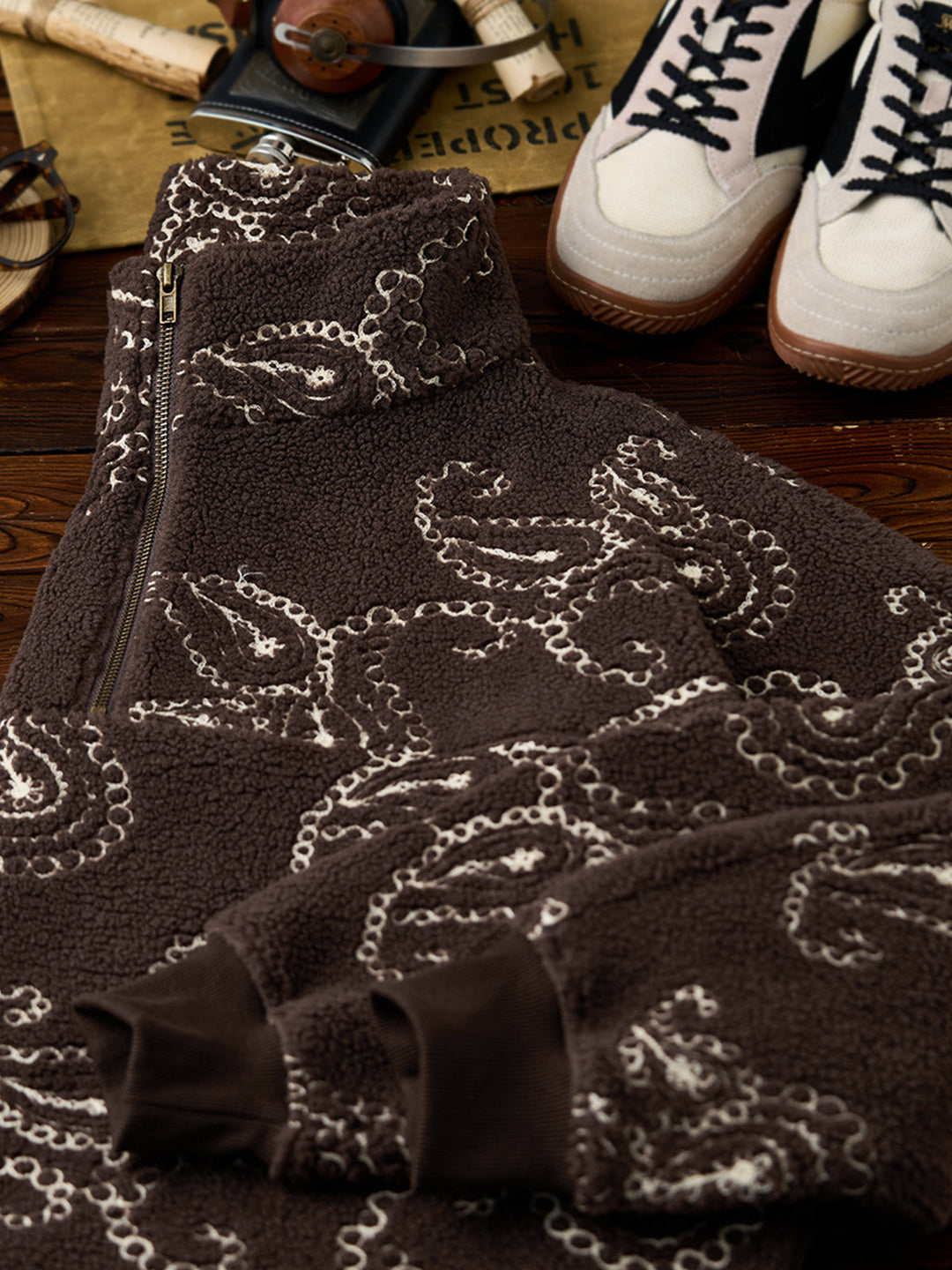 [Pre-order] Heritage Paisley Sherpa Half-Zip Pullover