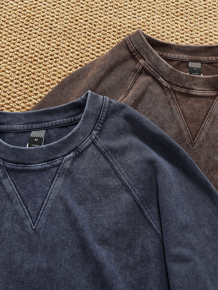 Heavyweight Washed Cotton Patch Crewneck Sweatshirt